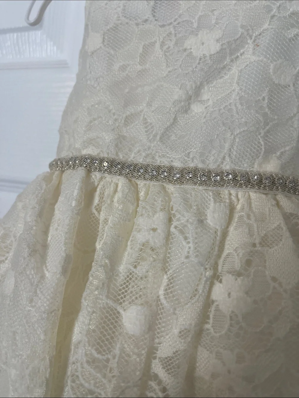 White Lace Dress with Crystals